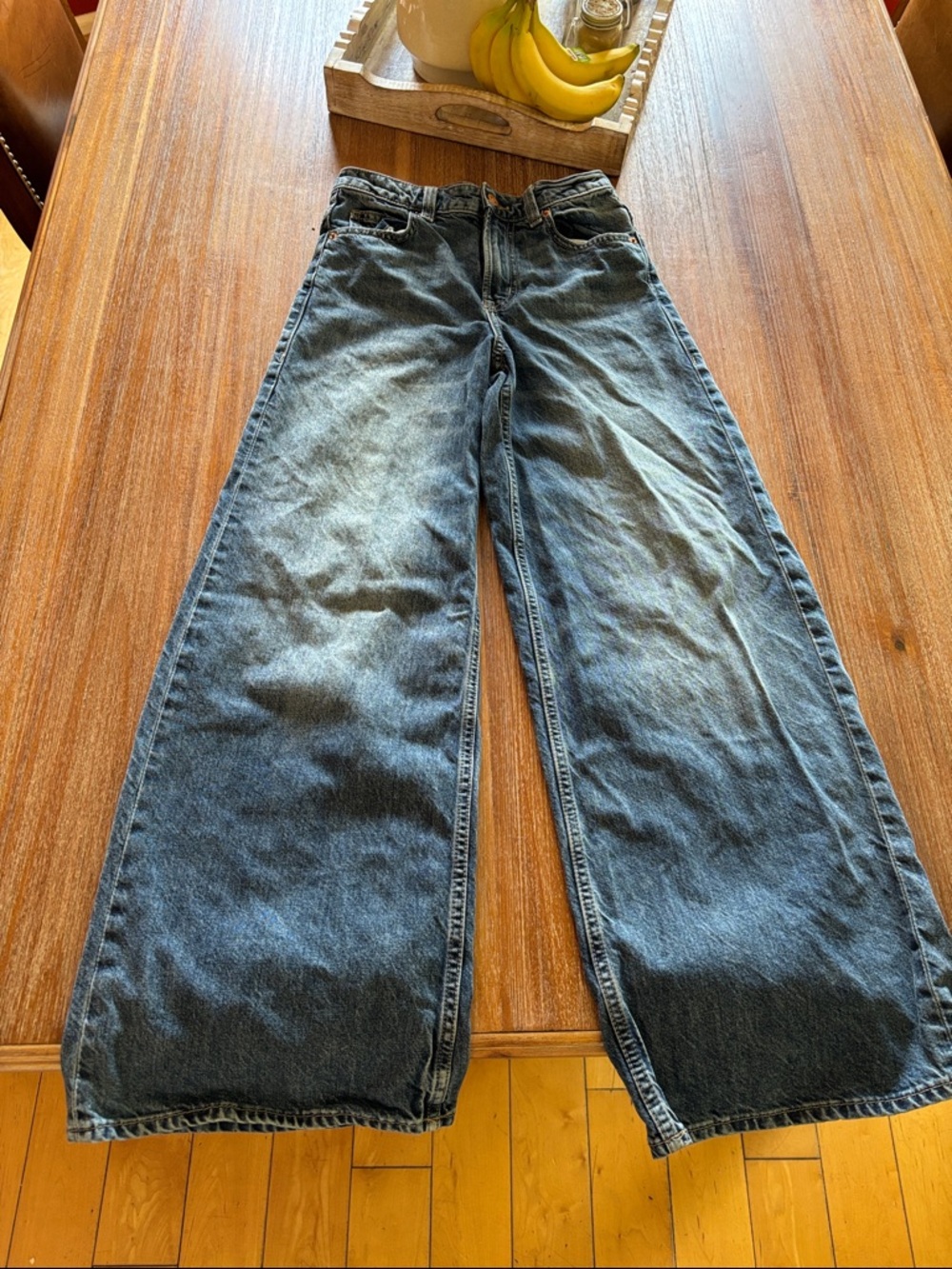 H&M Wide-Leg Jeans in Faded Blue Wash